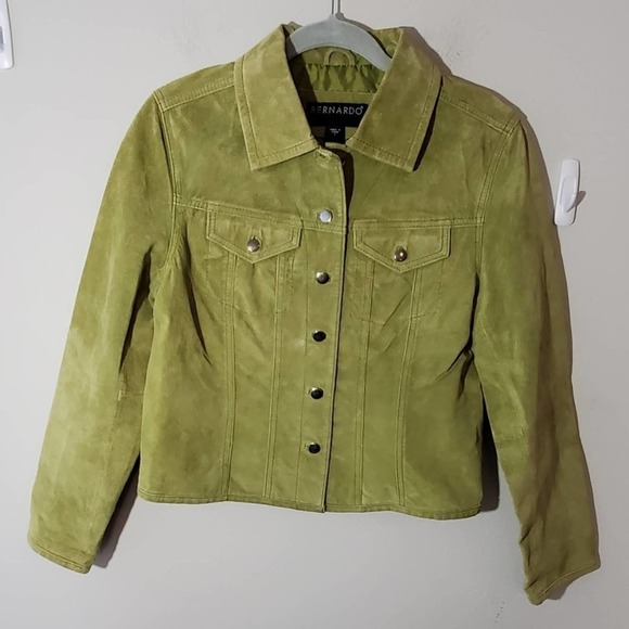 Bernardo green suede leather cropped jacket Size medium - Picture 1 of 5